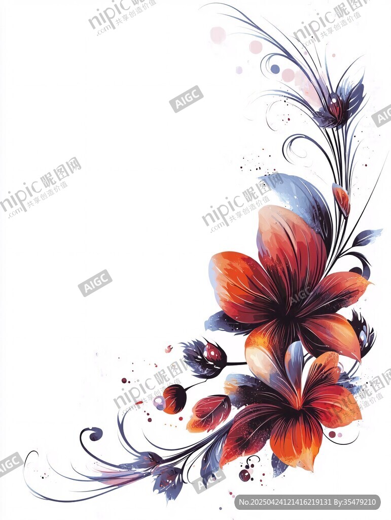 花卉邊角裝飾插畫