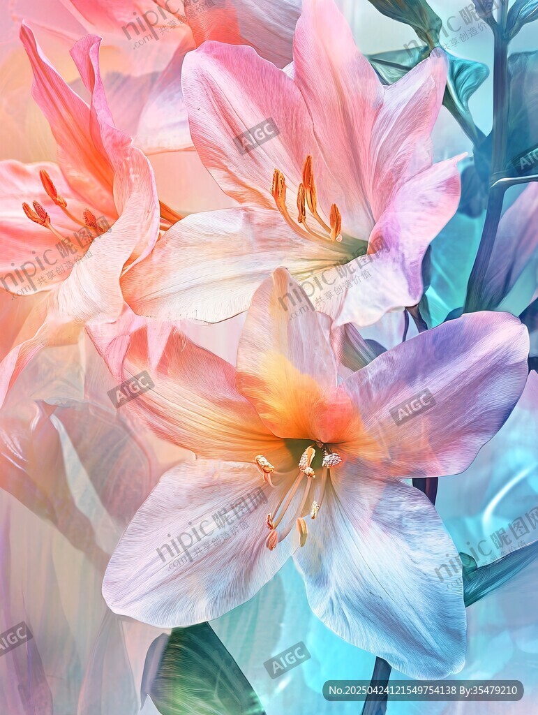 夢幻絢麗的多彩百合花