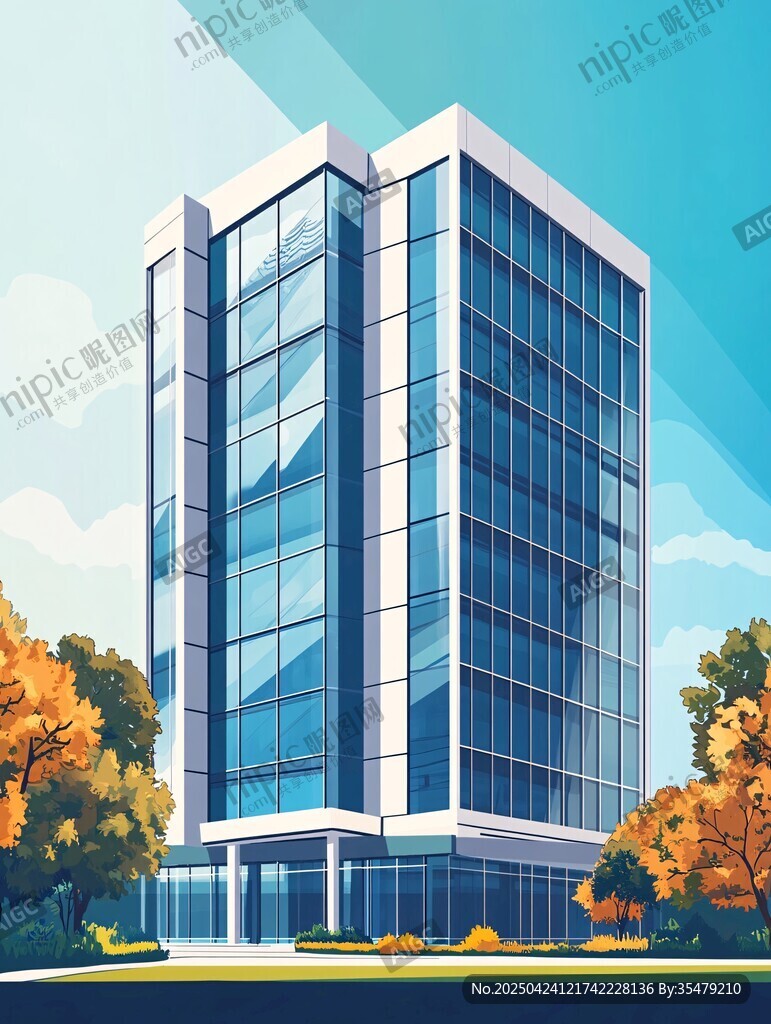 現(xiàn)代玻璃辦公大樓風(fēng)景