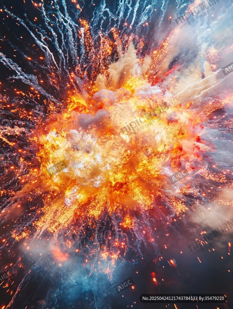 爆炸瞬間絢爛煙火綻放