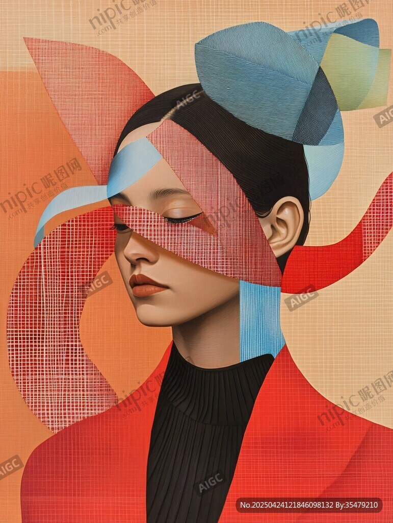 抽象風(fēng)格女性創(chuàng)意藝術(shù)肖像