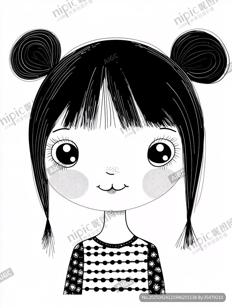 雙馬尾萌趣小女孩插畫(huà)