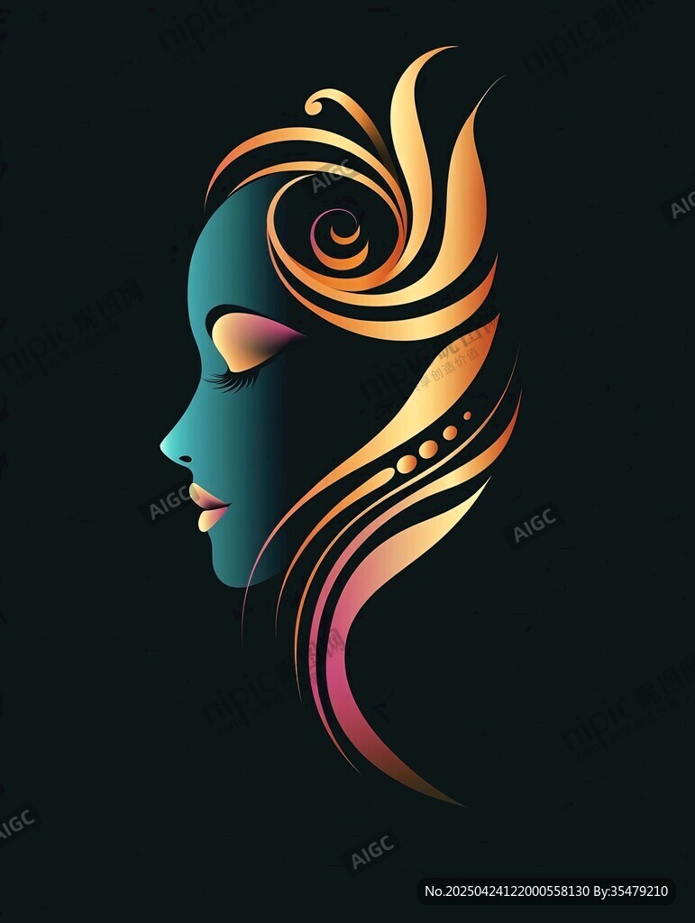 夢幻女性側(cè)臉?biāo)囆g(shù)剪影