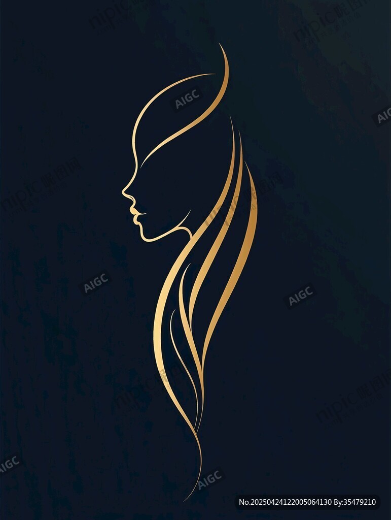 優(yōu)雅長發(fā)女性輪廓剪影