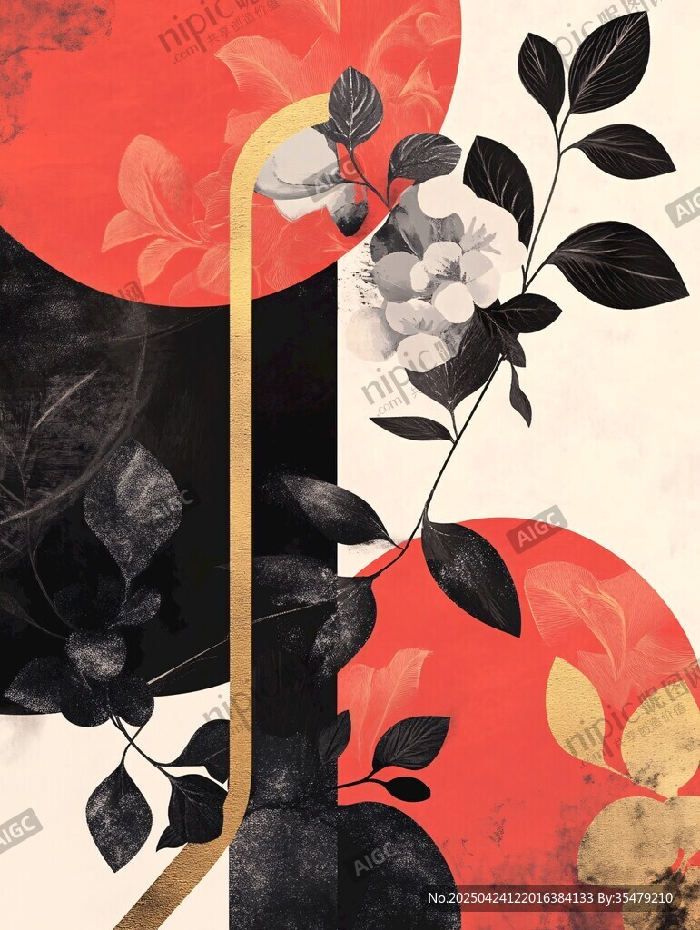 花卉幾何抽象藝術(shù)插畫
