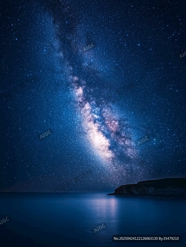 夜空下的璀璨星河與海面