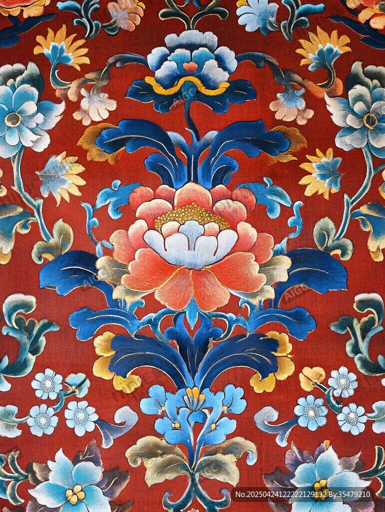 中式傳統(tǒng)花卉刺繡圖案