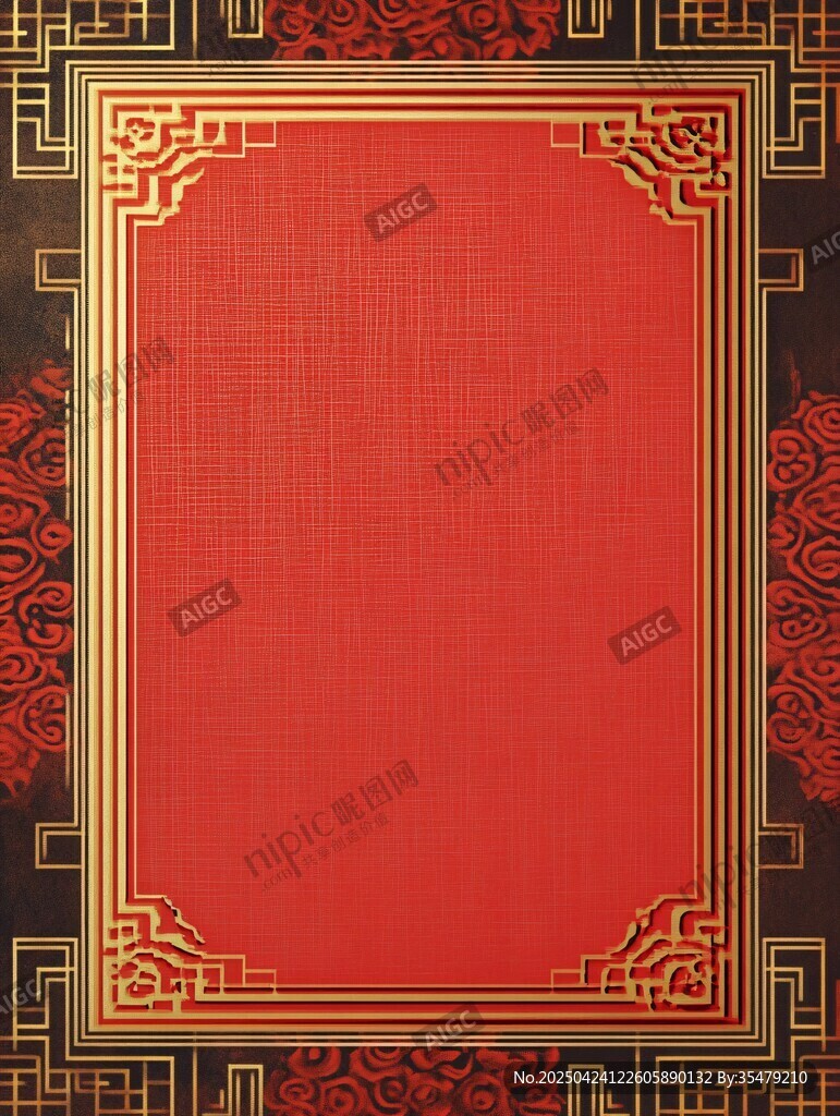 中式紅底金邊傳統(tǒng)裝飾框