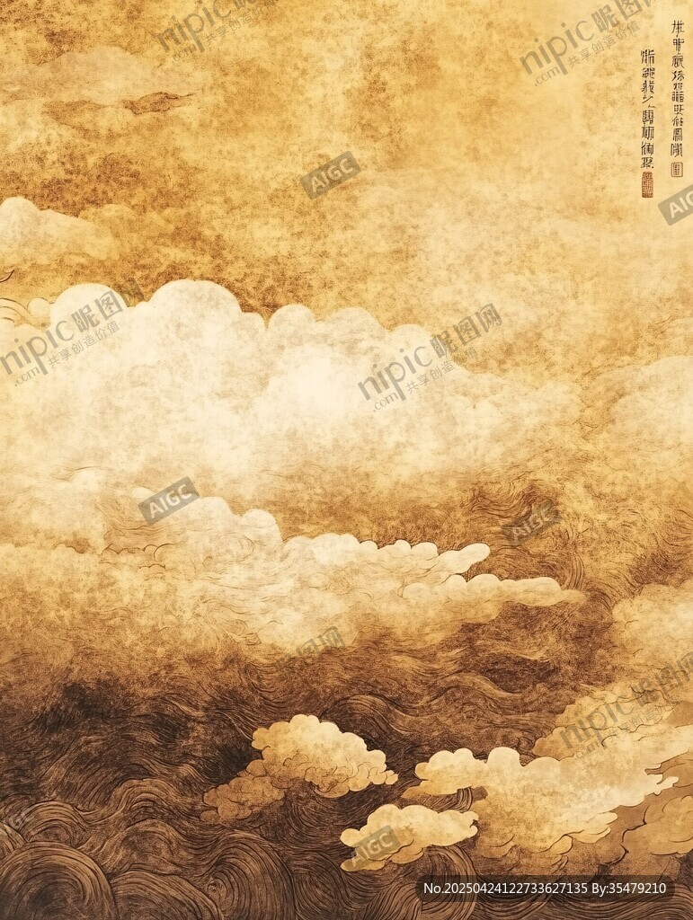古風云海中式意境背景圖