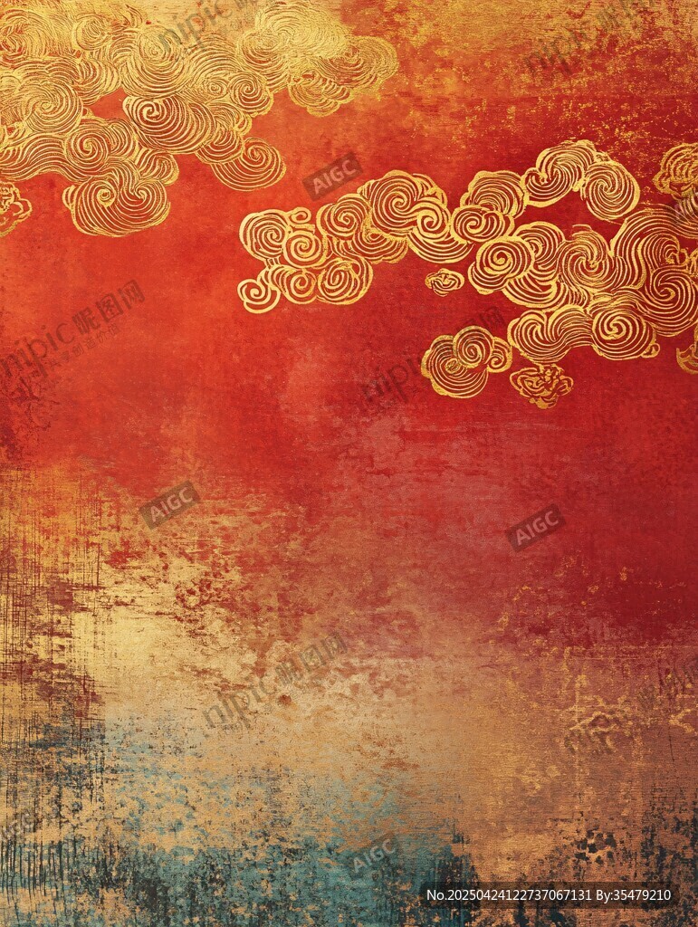 金云覆紅復(fù)古風(fēng)背景圖
