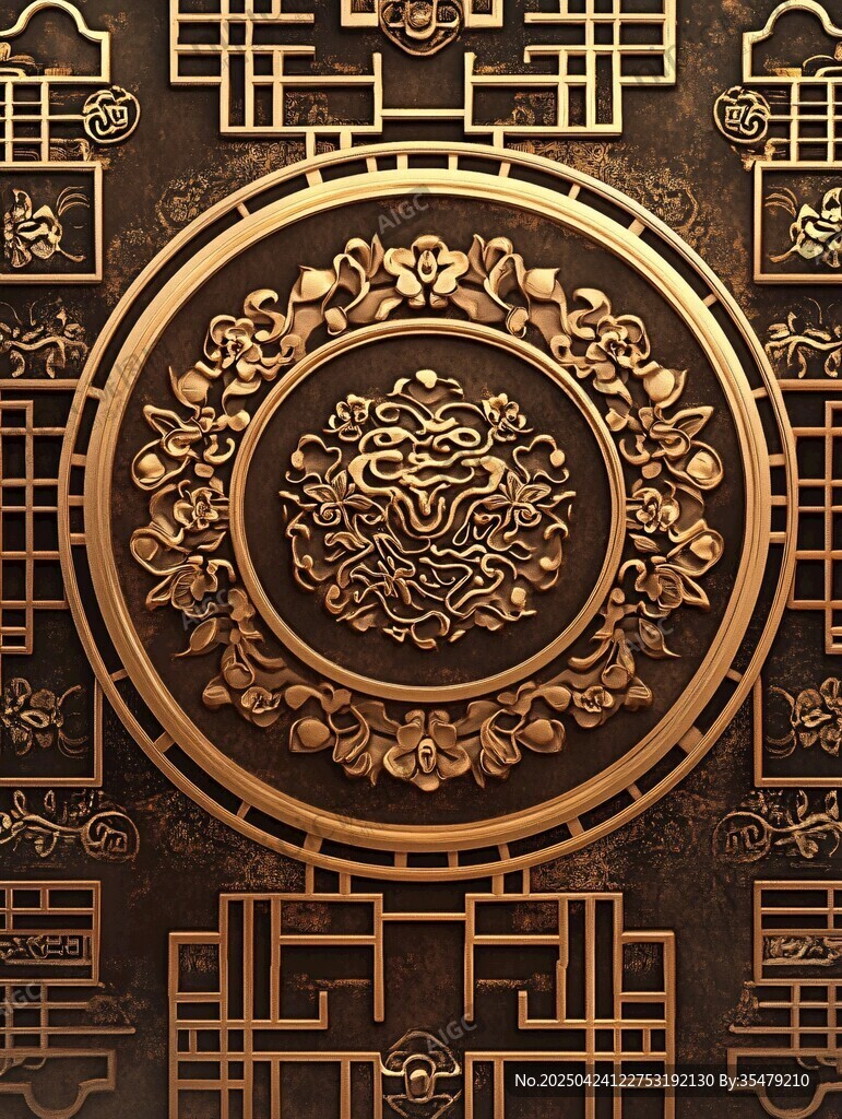 中式古典龍紋雕花裝飾圖
