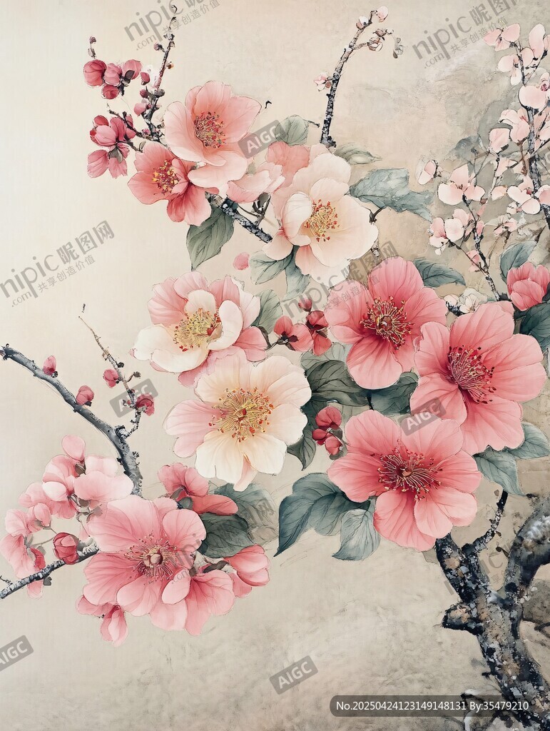 枝頭繁花綻 春意滿畫幅