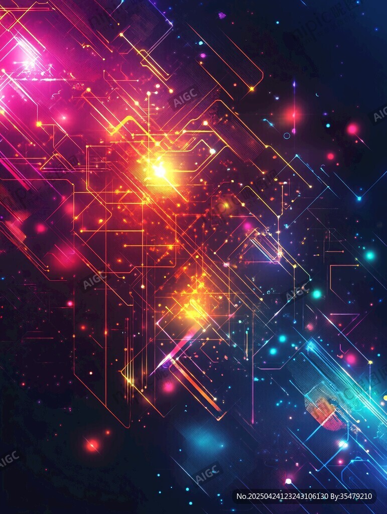 炫彩科技感線條光影背景
