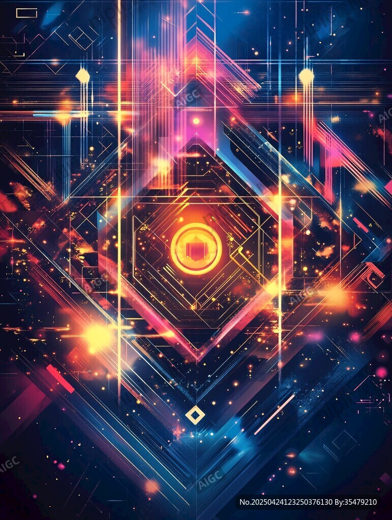 未來科技風炫酷幾何光影圖