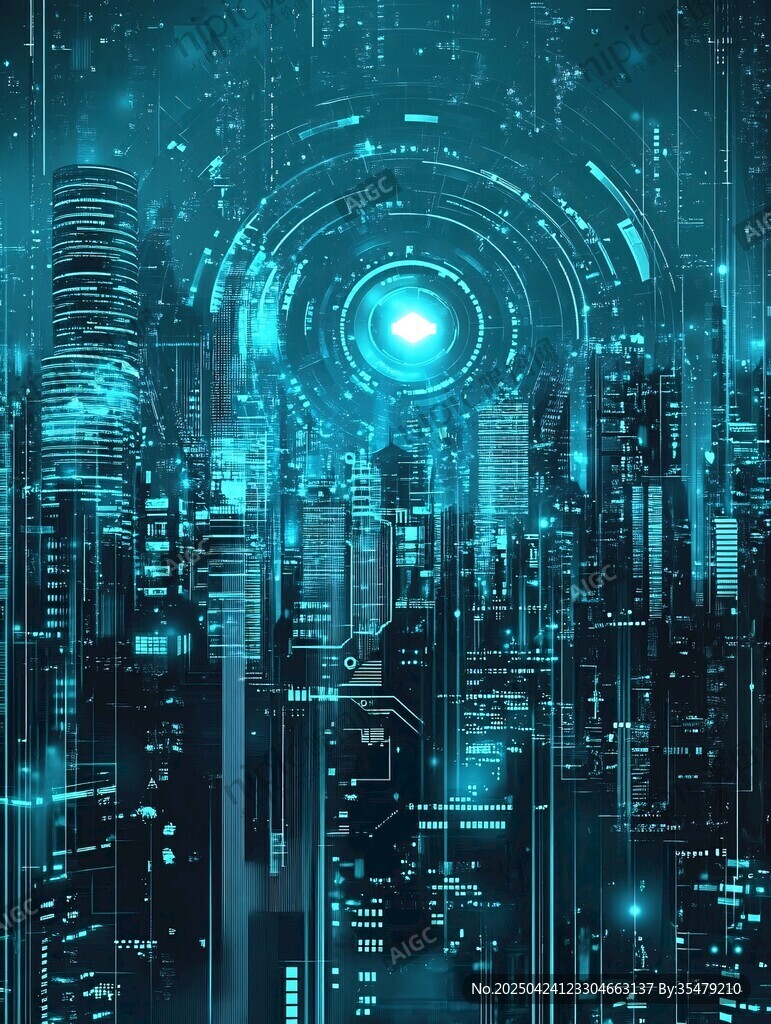 未來科技感城市夜景圖景