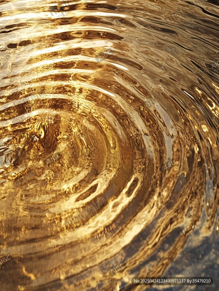 金色水面上的漣漪之美