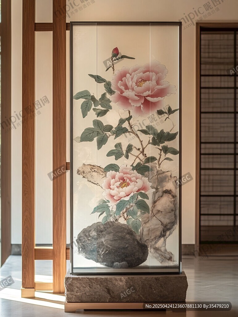 中式牡丹屏風(fēng) 古典雅致