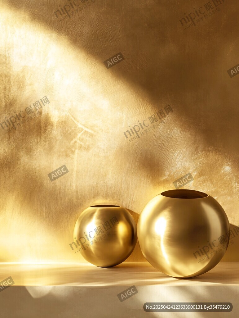 金色圓球花瓶的光影之美