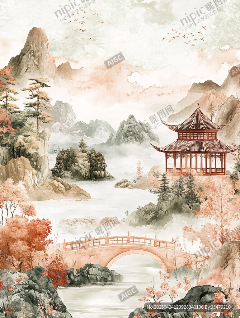 中式山水亭閣詩意風(fēng)光