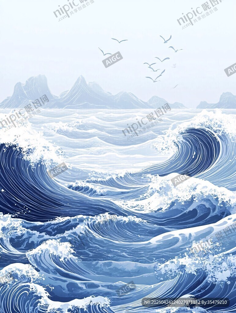 海浪翻涌間的山海飛鳥景