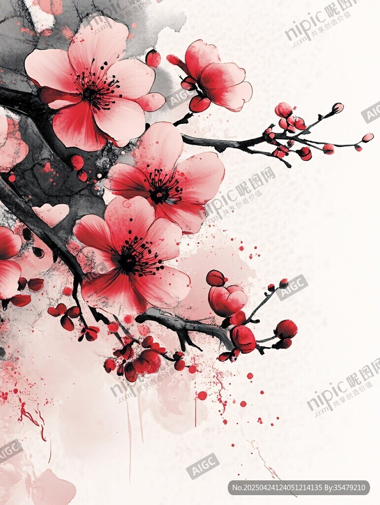 水墨桃花圖