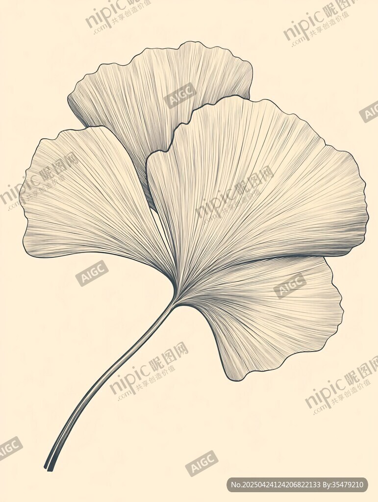 銀杏葉手繪插畫藝術(shù)圖