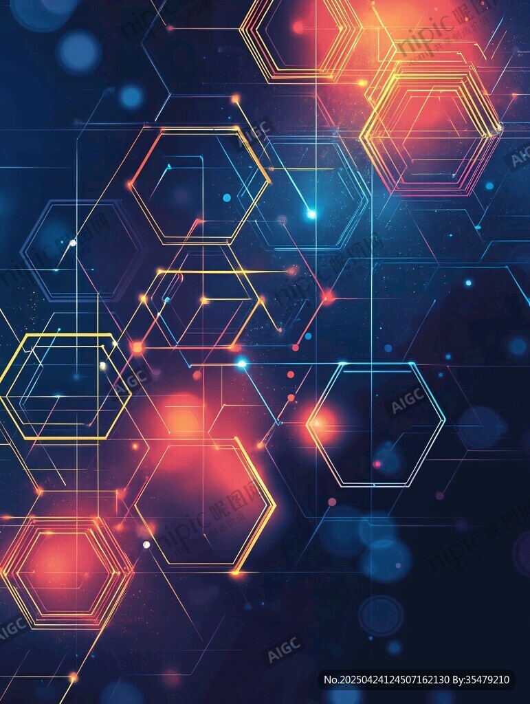 炫彩科技風(fēng)六邊形背景圖案