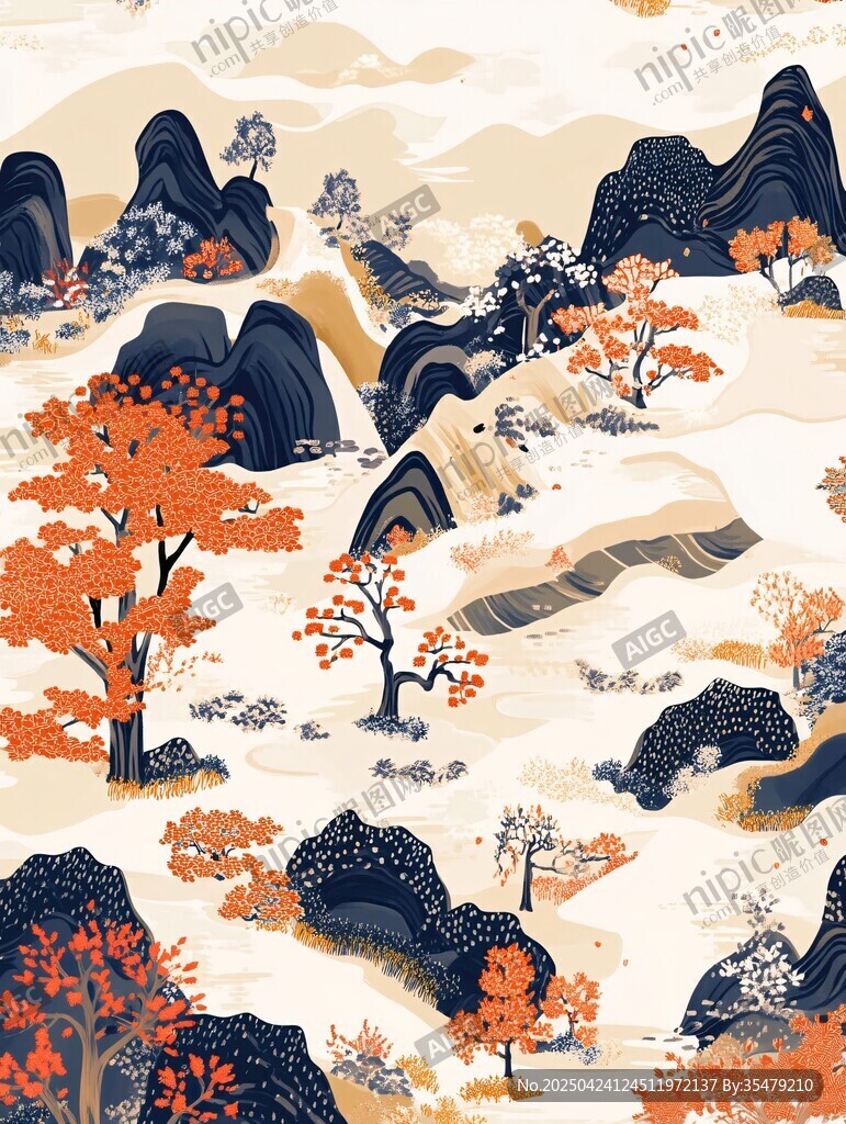秋意山水風景圖