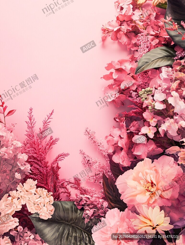 粉色花卉浪漫背景裝飾