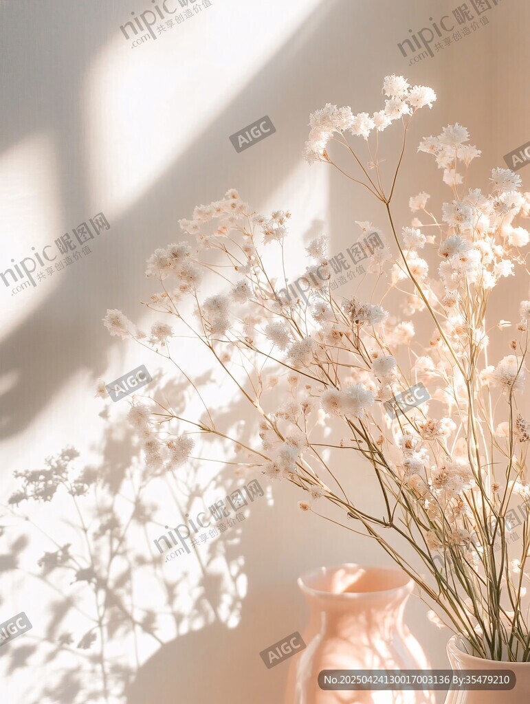 陽光灑落的夢幻滿天星瓶插