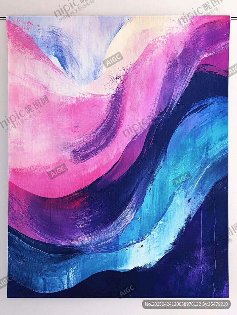 夢(mèng)幻色彩抽象波浪畫(huà)作
