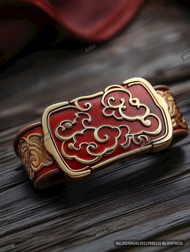 古典紅金雕花精致腕飾