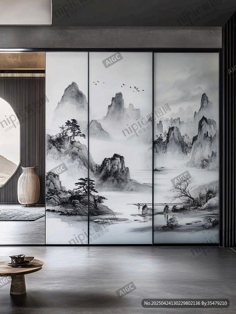 中式山水屏風 雅致家居風