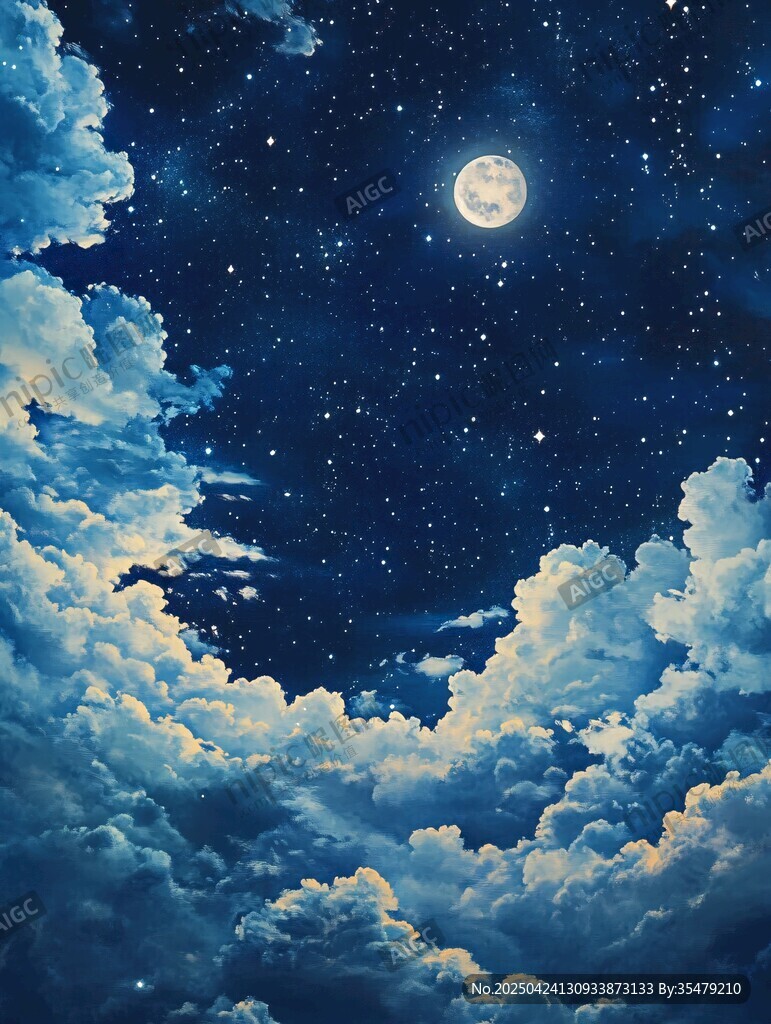 月夜云海星空夢(mèng)幻景象