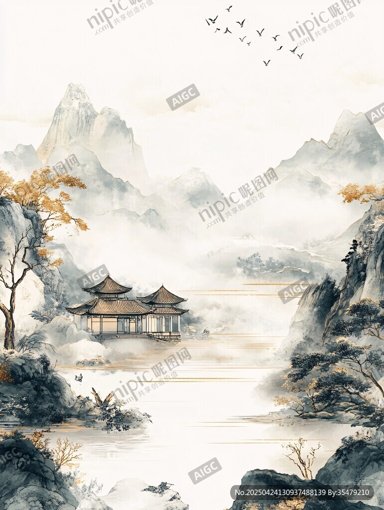 水墨山水間的古韻雅致