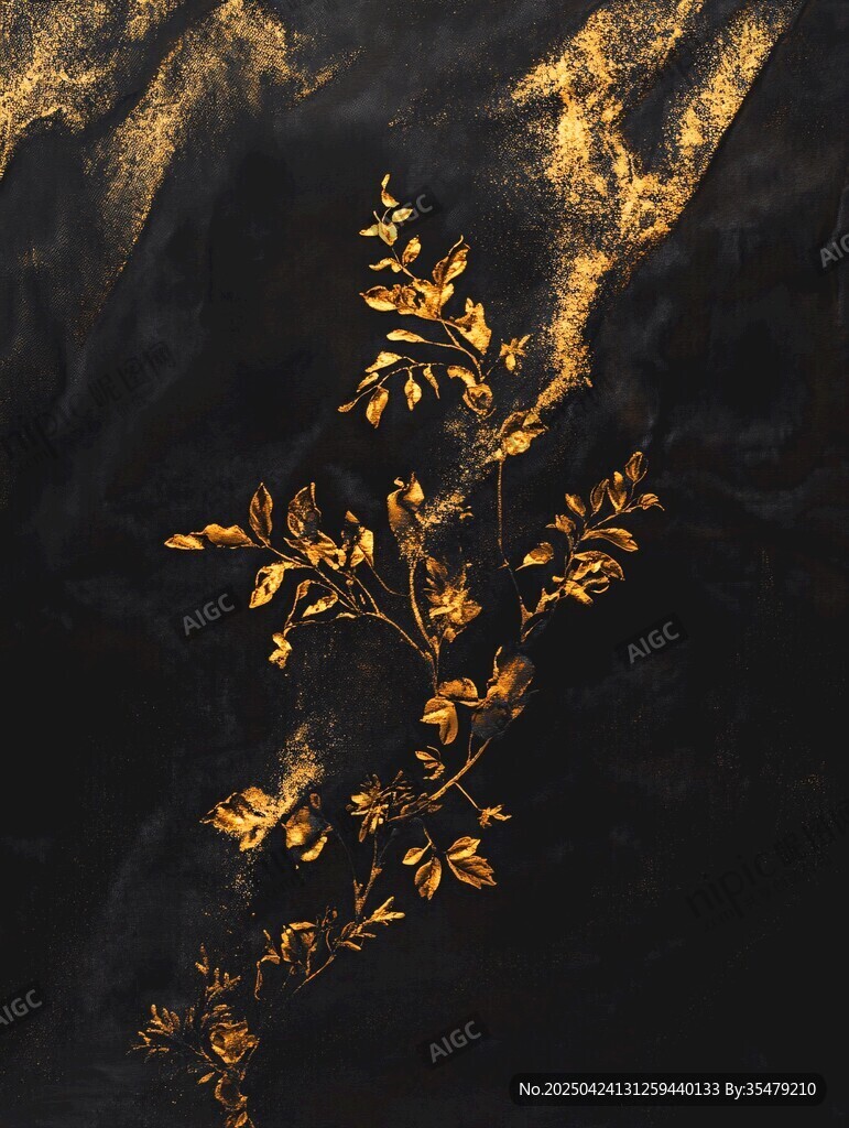 黑金植物紋理藝術(shù)背景圖