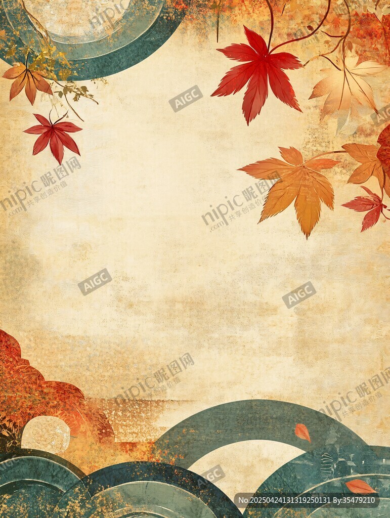 古風(fēng)秋葉中式背景圖