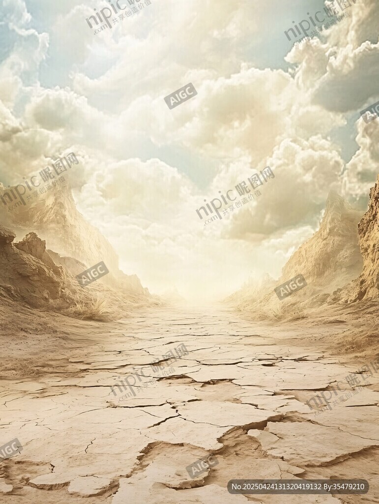 干裂大地與云端奇幻景象