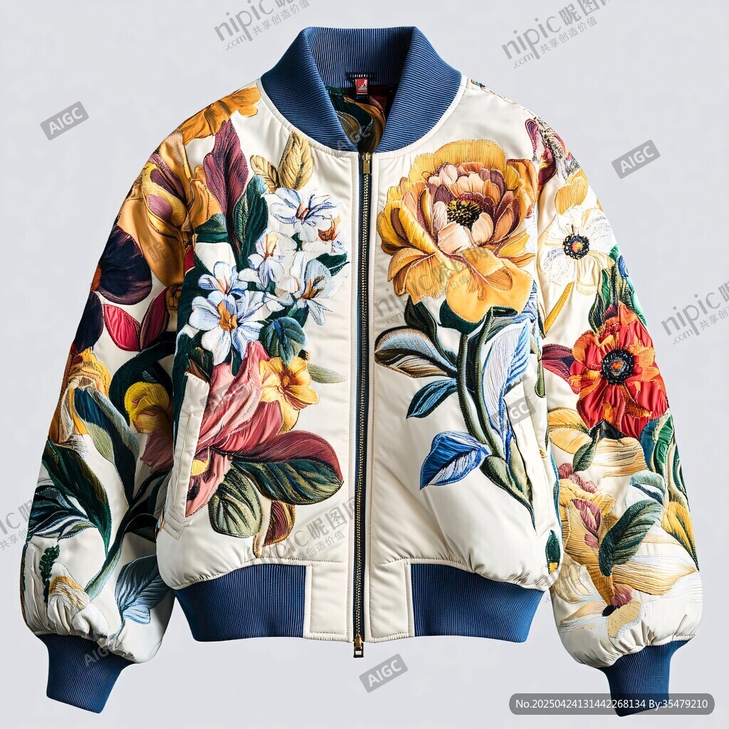 花卉印花時尚短款夾克