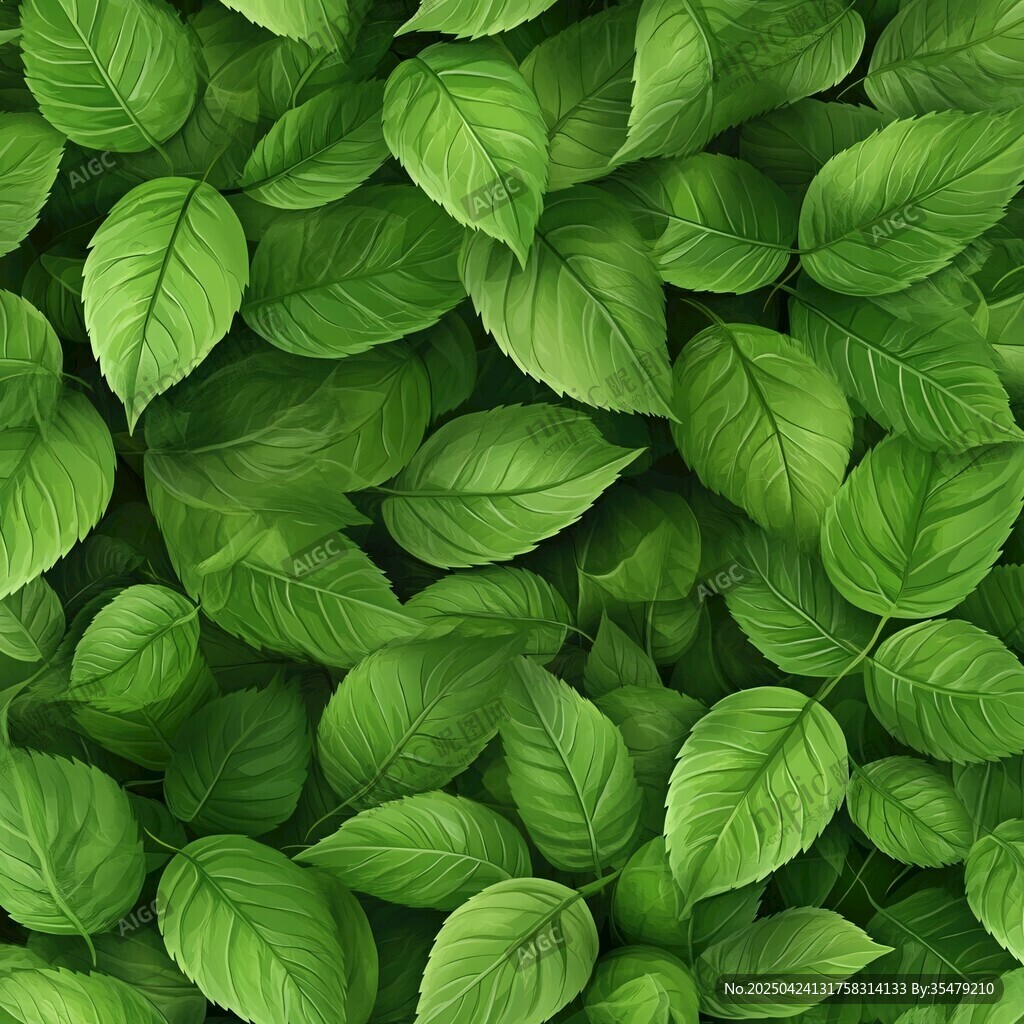 翠綠葉片無縫背景圖案