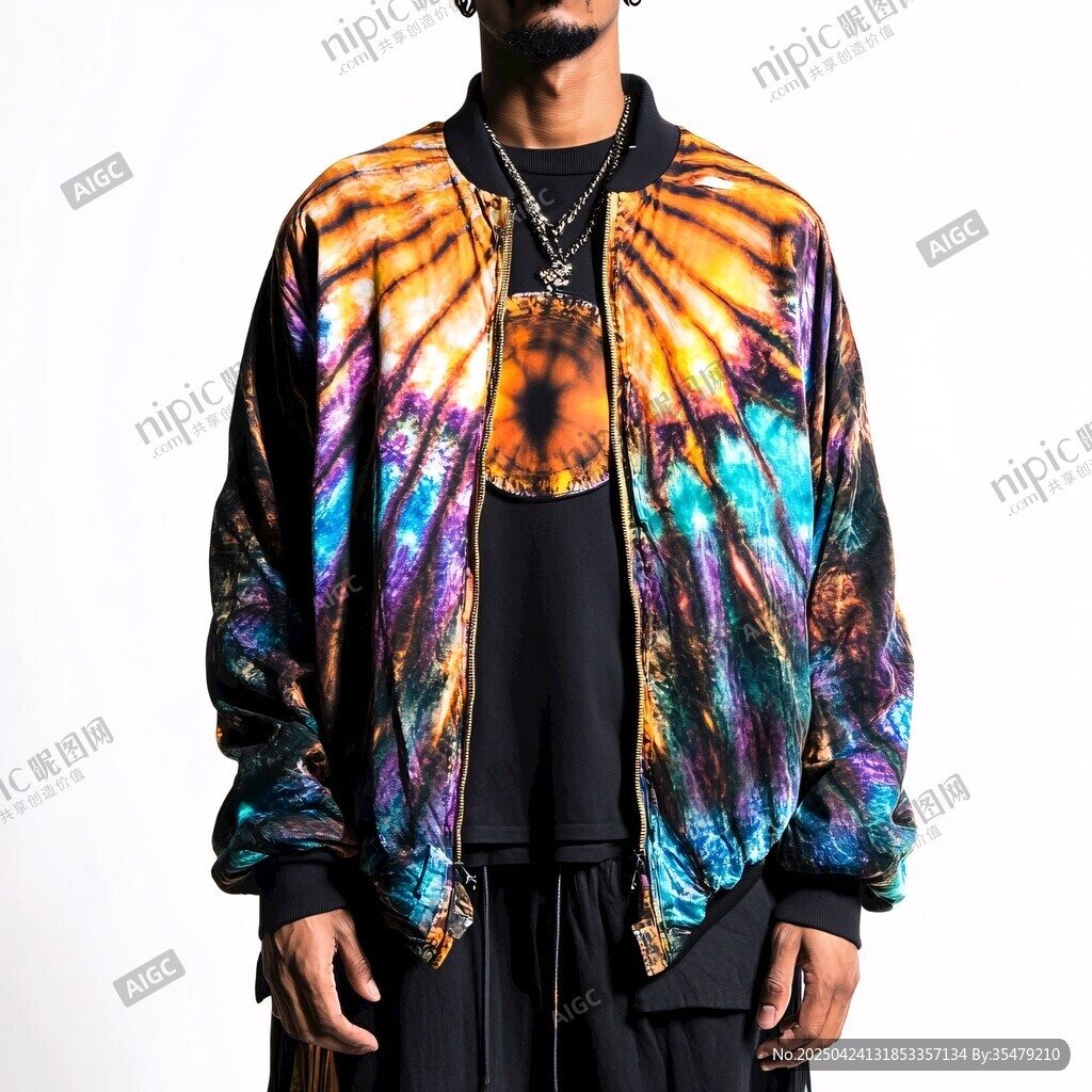 個性炫彩印花男士飛行員夾克