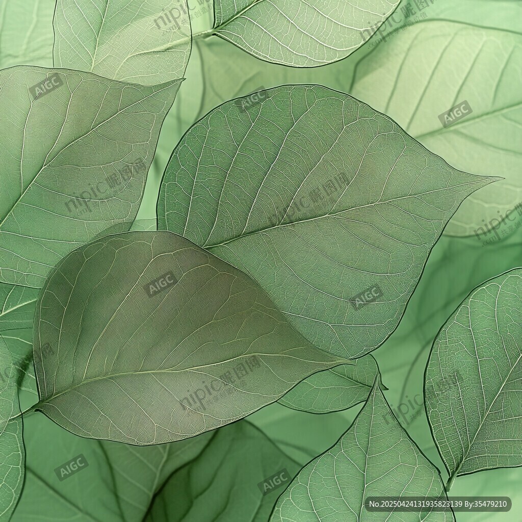 清新綠葉紋理背景圖