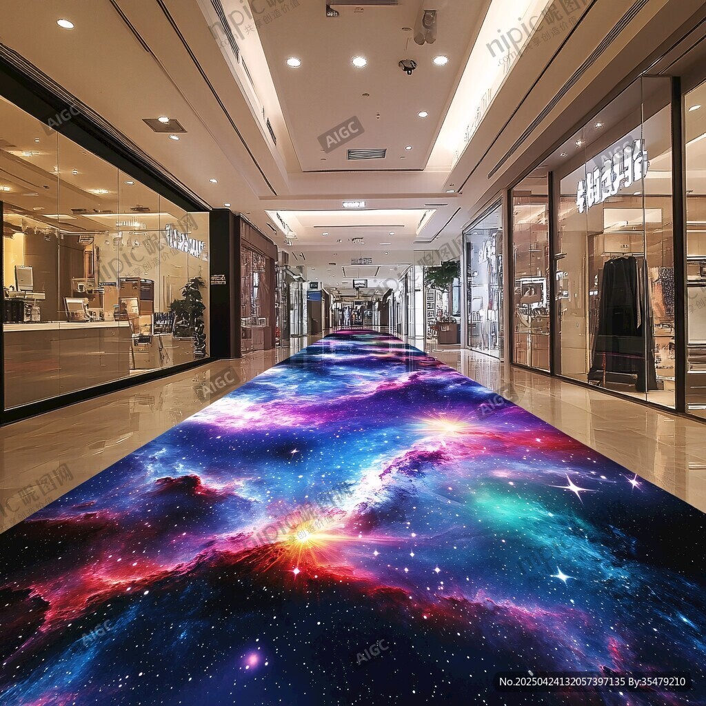 夢幻星空商場地面裝飾