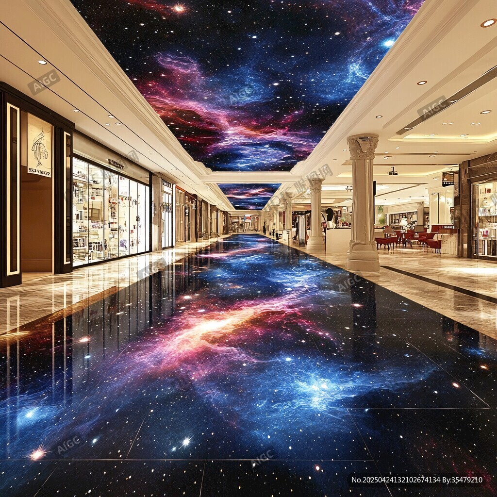 商場內(nèi)的夢幻星空地面景觀