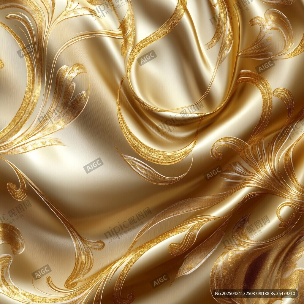 奢華金色花紋絲綢紋理圖