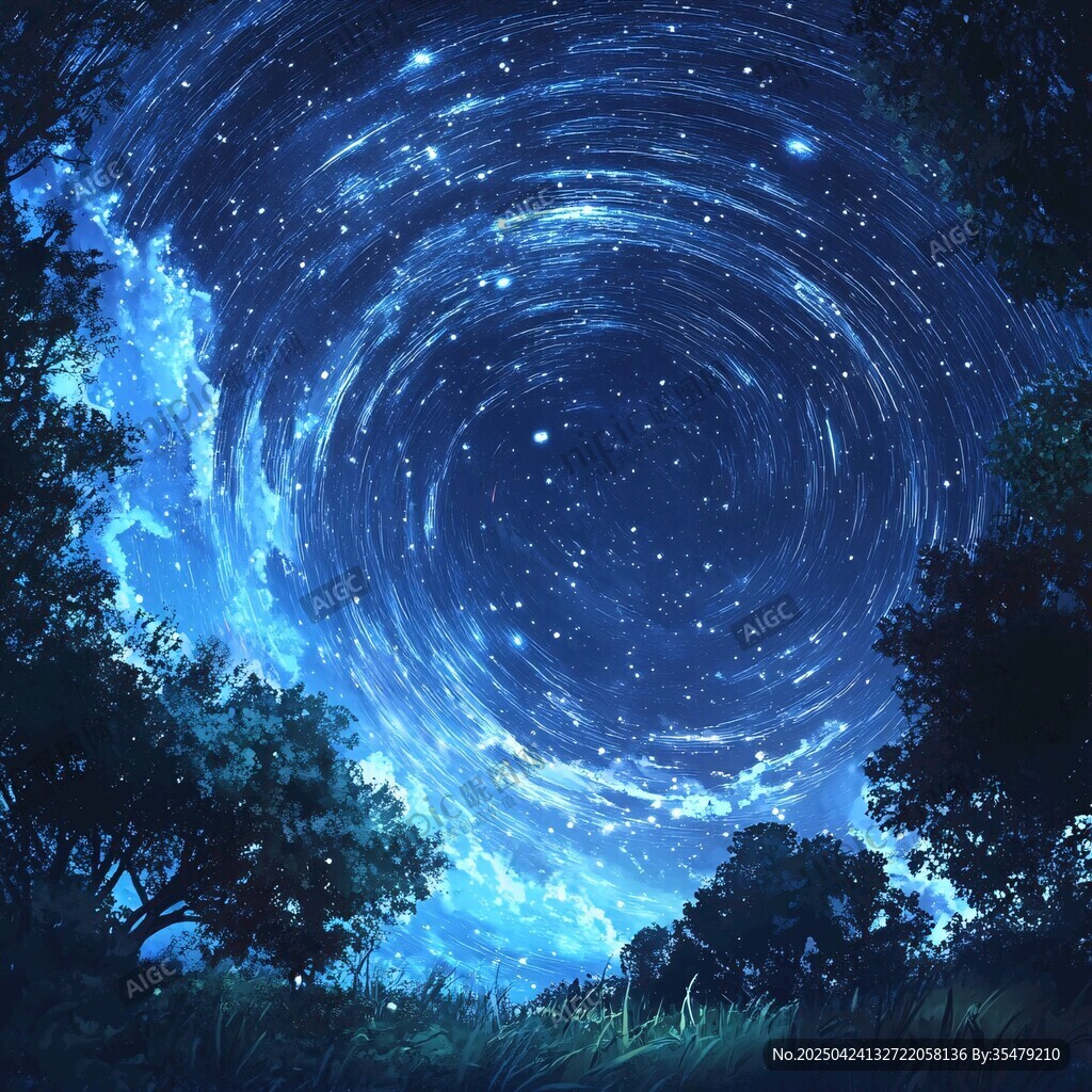 夢(mèng)幻星空下的靜謐森林