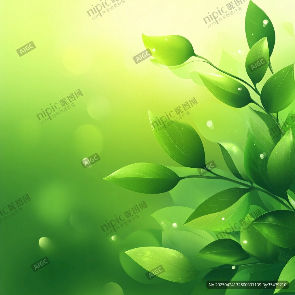 清新綠葉背景圖