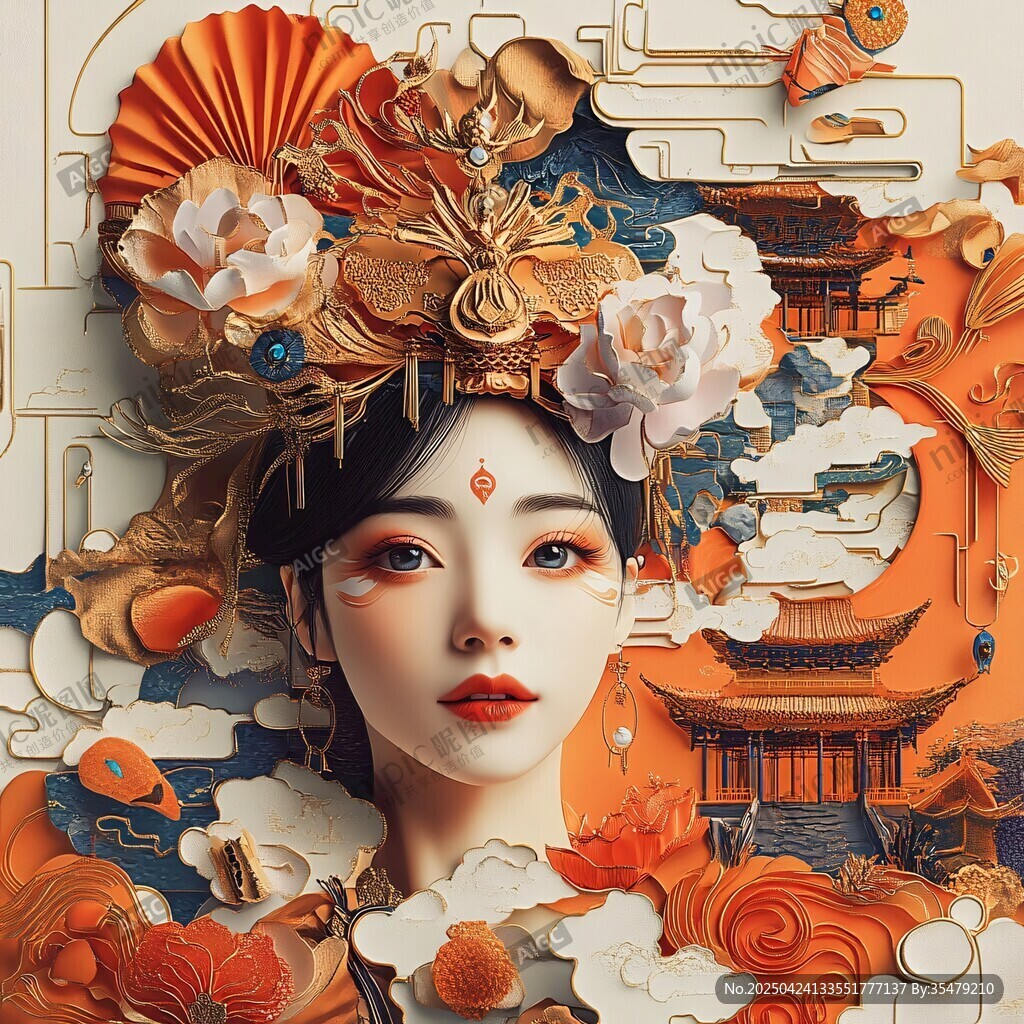 國風(fēng)佳人 古韻頭飾與中式美景