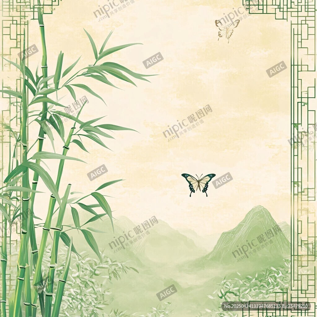 竹影蝶舞間的中式詩意景