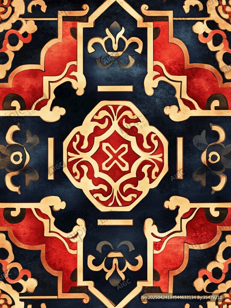 中式復(fù)古幾何花紋圖案